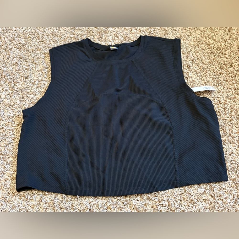 Old Navy Powersoft Ribbed Crop Tank Top Black Womens size XL NWT!